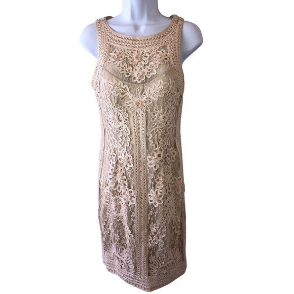 Sue Wong Nocturne Beaded Sequin Ivory Sheath Dress Wedding Cocktail Size 4 - Picture 2 of 13